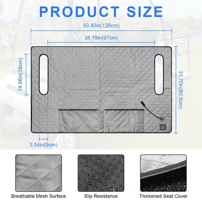 حفاظت از گرم شدن بیش از حد Golf Heating Pad For Golf Cart Heating Seat Cushion مواد قابل شستشوی منبع برق DC/AC
