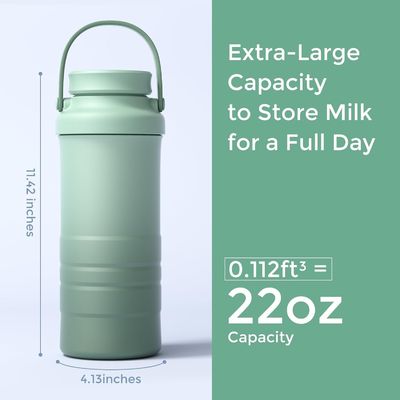 کولر شیر مادر قابل حمل برای بیرون، نجات دهنده زندگی با 360 درجه خنک کننده کل برای 24 ساعت، کولر شیر مادر با ظرفیت بزرگتر برای سفر با بطری های 2pcs برای نگهداری شیر مادر، سبز