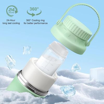 کولر شیر مادر قابل حمل برای بیرون، نجات دهنده زندگی با 360 درجه خنک کننده کل برای 24 ساعت، کولر شیر مادر با ظرفیت بزرگتر برای سفر با بطری های 2pcs برای نگهداری شیر مادر، سبز