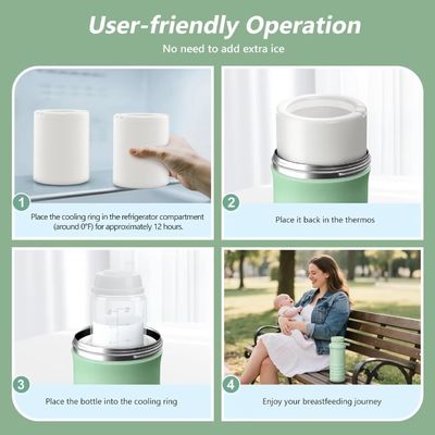کولر شیر مادر قابل حمل برای بیرون، نجات دهنده زندگی با 360 درجه خنک کننده کل برای 24 ساعت، کولر شیر مادر با ظرفیت بزرگتر برای سفر با بطری های 2pcs برای نگهداری شیر مادر، سبز