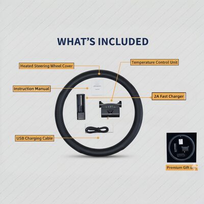 روکش فرمان گرم شونده گرافنی عمده فروشی، گرمایش سریع چرم با محافظت در برابر گرمای بیش از حد، مجموعه دستگیره ضد لغزش