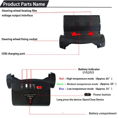 روکش فرمان گرم شونده گرافنی عمده فروشی، گرمایش سریع چرم با محافظت در برابر گرمای بیش از حد، مجموعه دستگیره ضد لغزش