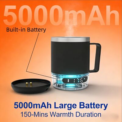 عمده فروشی لیوان خود گرم کن قابل حمل باتری 5000 مگا ساعتی 18 اونس قهوه گرم کن شارژی لیوان مسافرتی خود گرم کن برای دفتر