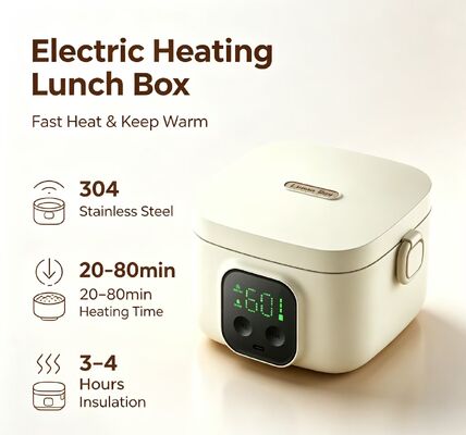 USB Electric Heating Lunch Box, 304 Stainless Steel Portable Food Warmer, 500ml Adjustable Temperature Food Heating Container, 3-4H Insulation for Picnic Camping Road Trips