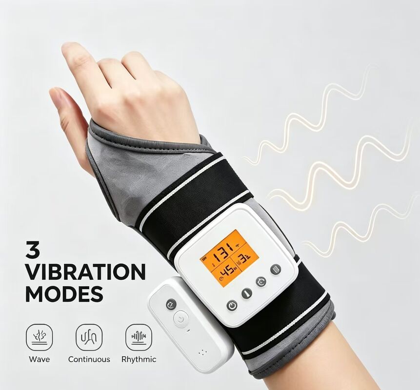 Soft Fabric Heated Wrist Support Guard with Vibration Massage, Multi Timing Modes Rechargeable Heating Wrist Brace