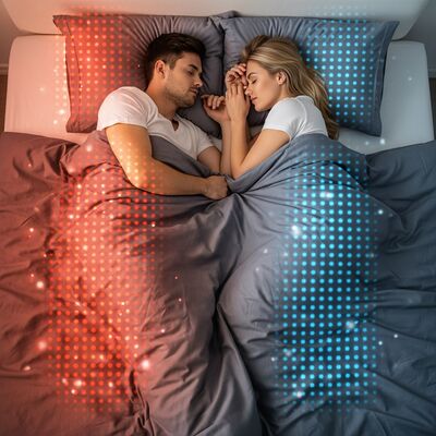 پتو خنک‌کننده با سیستم کنترل اقلیم دو منطقه‌ای برای تنظیم دقیق دما و افزایش راحتی خواب عمیق